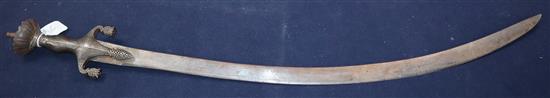 An Indian steel handled tulwar